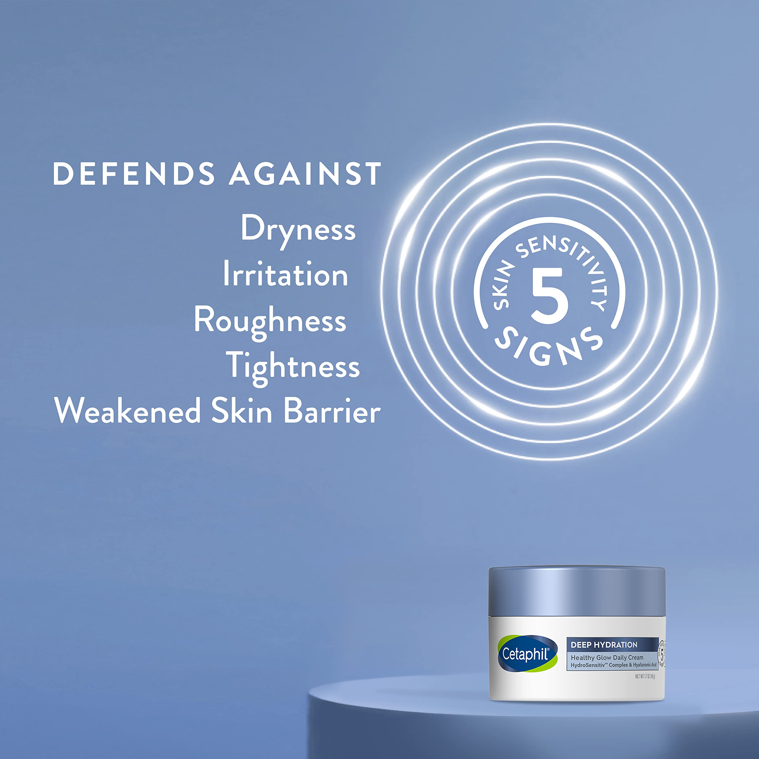 Cetaphil Deep Hydration Healthy Glow Daily Face Cream, 1.7 oz, 48 Hour Dry Skin Face Moisturizer for Sensitive Skin, With Hyaluronic Acid, Vitamin E & Vitamin B5